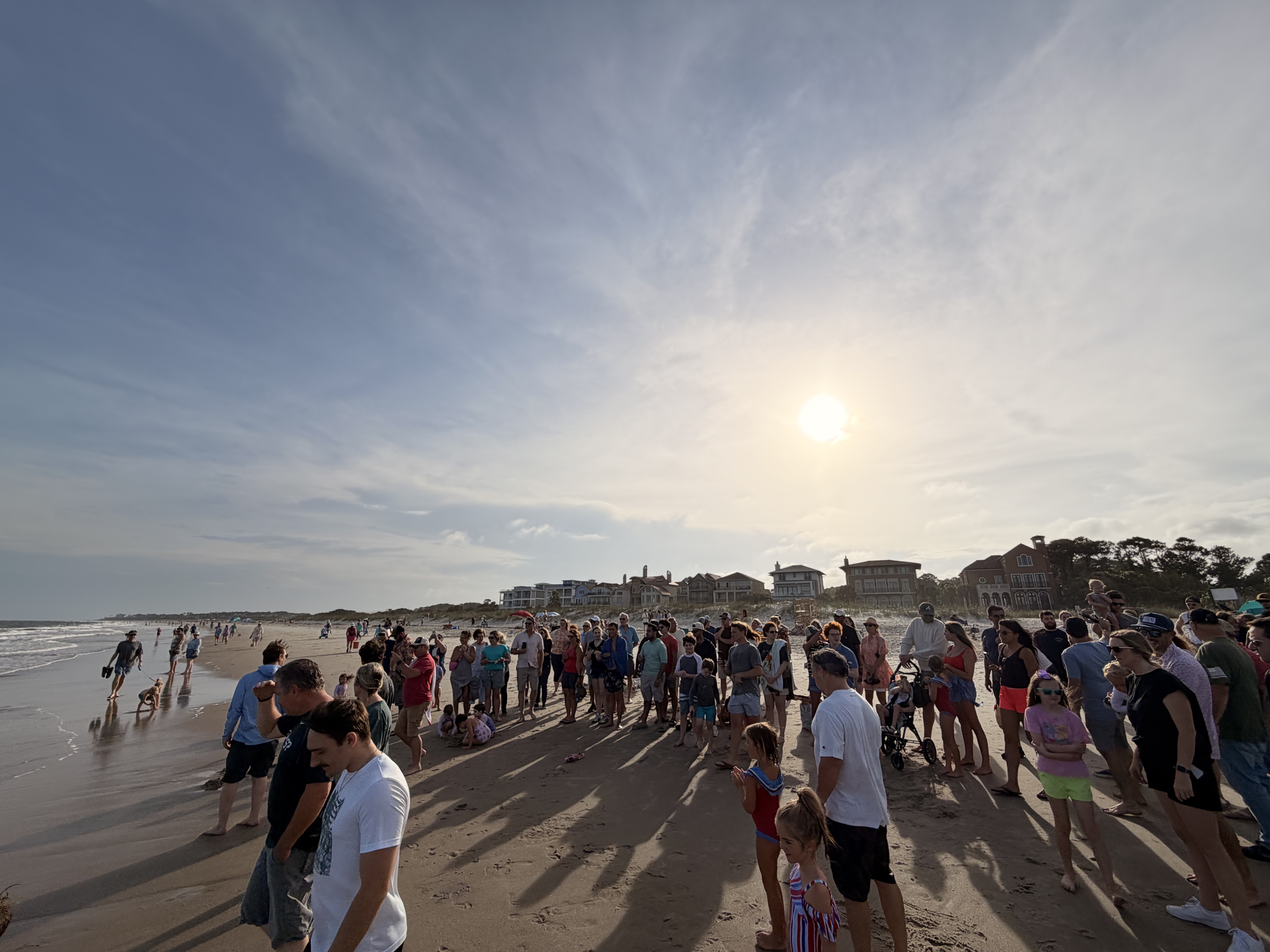 Central Church family gathered on the Hilton Head beach at golden hour