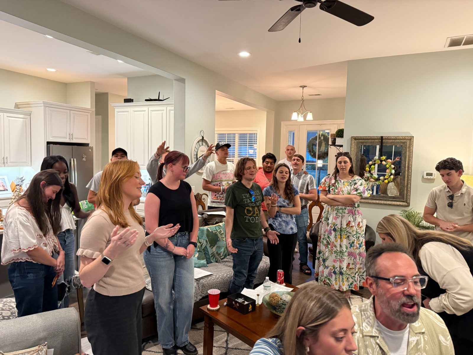 Young adults gathered in worship